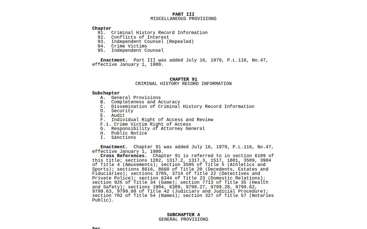 Pennsylvania CHRIA rules affecting Potter County released inmate mugshots